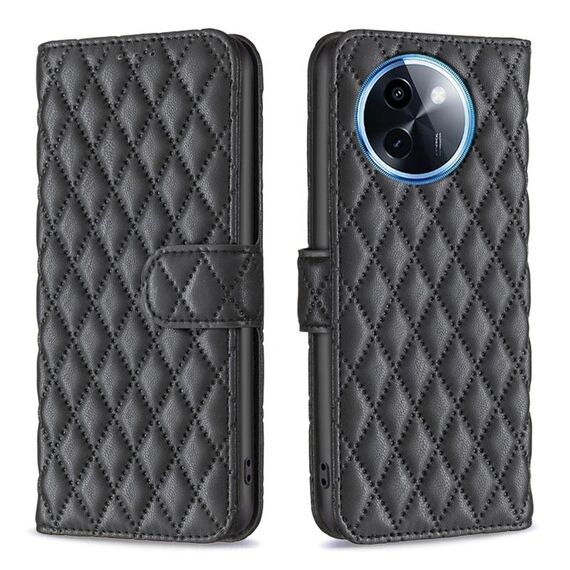 Per vivo Y200i 5G / Y38 5G Diamond Lattice Portafoglio Flip Custodia in pelle per telefono (Nero)