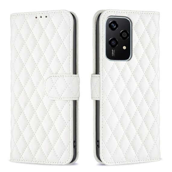 Per Honor 200 Lite Diamond Lattice Portafoglio Flip Custodia in pelle per telefono (Bianco)