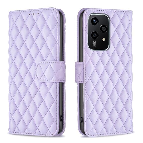 Per Honor 200 Lite Diamond Lattice Portafoglio Flip Custodia in pelle per telefono (Viola)