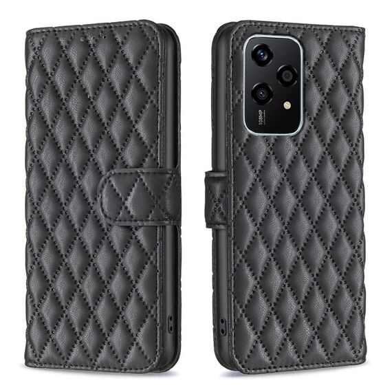 Per Honor 200 Lite Diamond Lattice Portafoglio Flip Custodia in pelle per telefono (Nero)