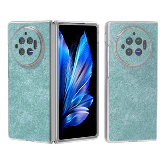 Per vivo X Fold3 Custodia per telefono con bordo trasparente satinato in pelle PU (azzurro)
