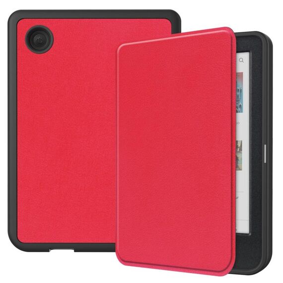 Per KOBO Clara Color / BW Tinta unita Voltaggio Caster Custodia in pelle TPU Smart Tablet(Rosso)