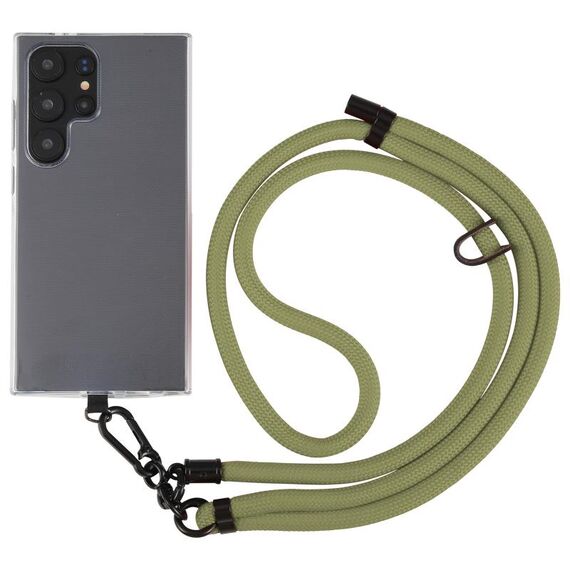 Cordino a tracolla in nylon con catena da collo regolabile in tinta unita da 8 mm, lunghezza regolabile: circa 75-135 cm (verde militare)