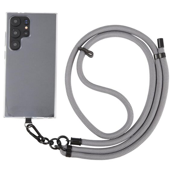 Cordino a tracolla in nylon con catena anti-smarrimento per telefono regolabile in tinta unita da 8 mm (grigio)