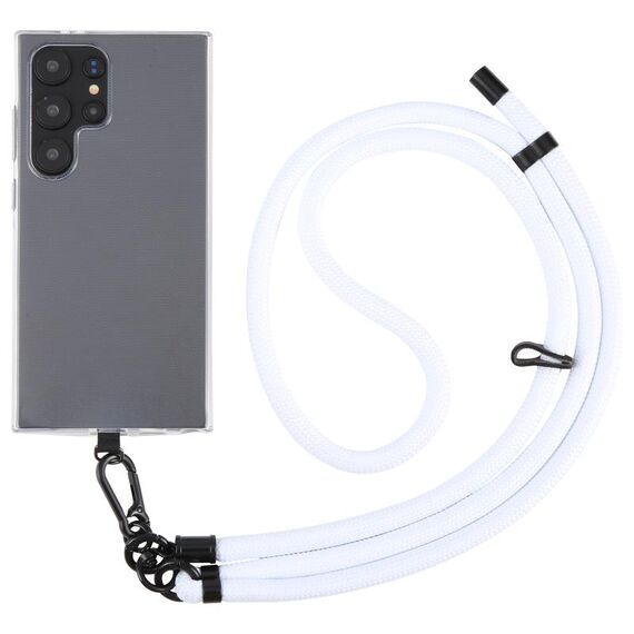 Cordino a tracolla in nylon con catena da collo regolabile in tinta unita da 10 mm (bianco)