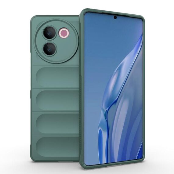 Per vivo V30e 5G Global Magic Shield TPU + custodia per telefono in flanella (verde scuro)