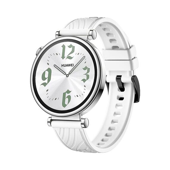 Per Huawei Watch GT 4 Cinturino in silicone con fibbia nera struttura da 18 mm (bianco)
