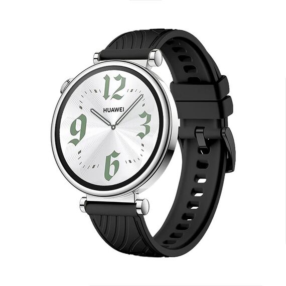 Per Huawei Watch GT 4 cinturino in silicone con fibbia nera struttura da 18 mm (nero)