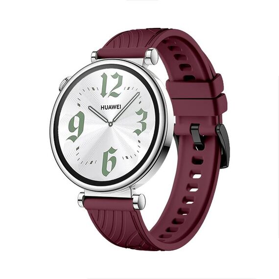 Per Huawei Watch GT 4 Cinturino in silicone con fibbia nera struttura da 18 mm (vino rosso)