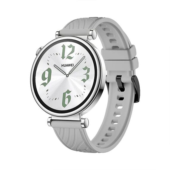 Per Huawei Watch GT 4 cinturino in silicone con fibbia nera struttura da 18 mm (grigio chiaro)