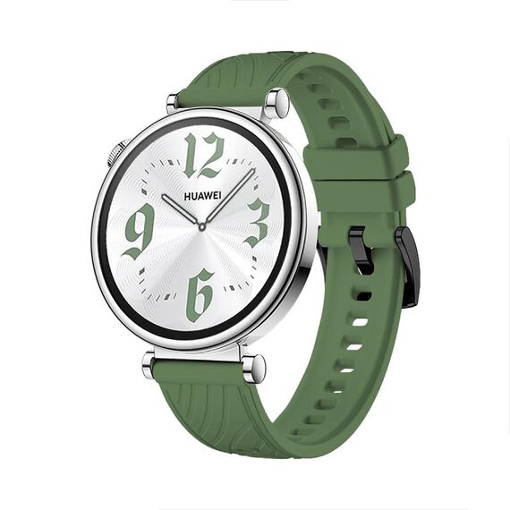 Per Huawei Watch GT 4 Cinturino in silicone con fibbia nera struttura da 18 mm (verde abete rosso)
