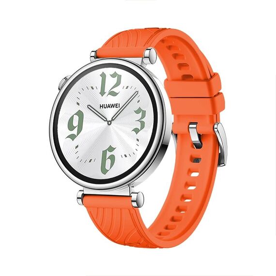 Per Huawei Watch GT 4 Cinturino in silicone con fibbia argentata da 18 mm (arancione)