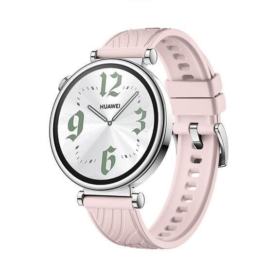 Per Huawei Watch GT 4 Cinturino in silicone con fibbia argentata da 18 mm (rosa)