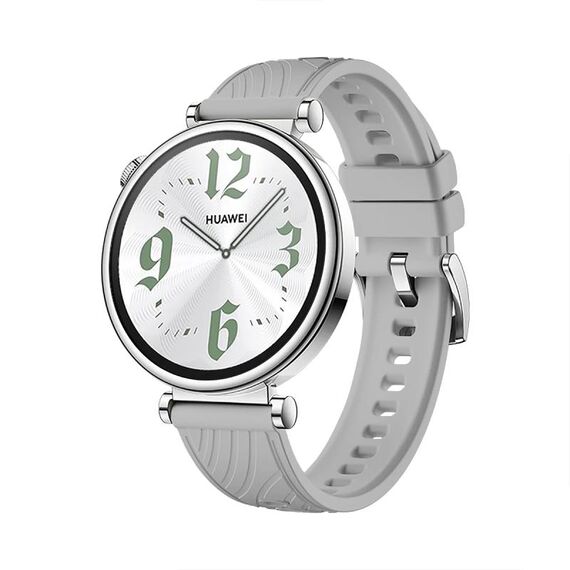 Per Huawei Watch GT 4 Cinturino in silicone con fibbia argentata da 18 mm (grigio chiaro)