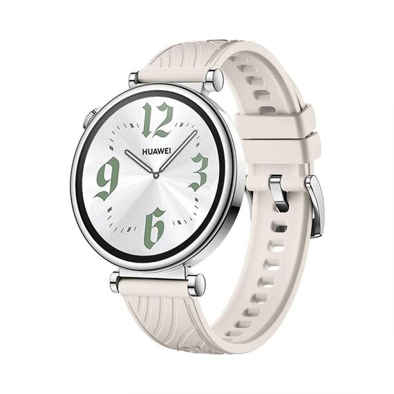 Per Huawei Watch GT 4 Cinturino in silicone con fibbia argentata da 18 mm (colore Starlight)