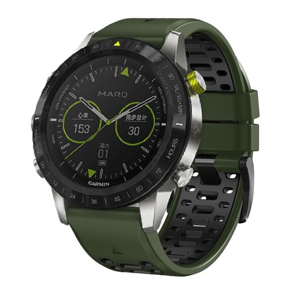 Per cinturino in silicone bicolore Garmin Fenix ​​7X 26mm con tre file di fori (verde militare nero)