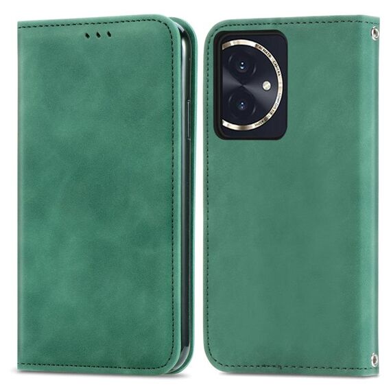 Per Honor 100 Custodia per telefono in pelle con vibrazione magnetica retrò Skin Feel (verde)