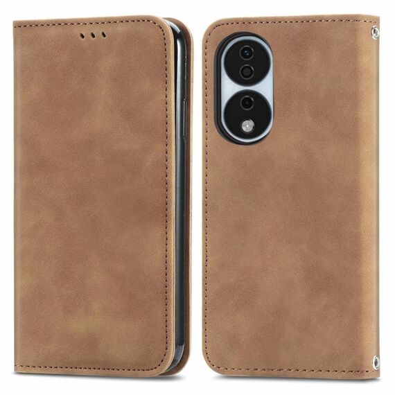 Per Honor X7b Custodia per telefono in pelle con vibrazione magnetica retrò Skin Feel (marrone)