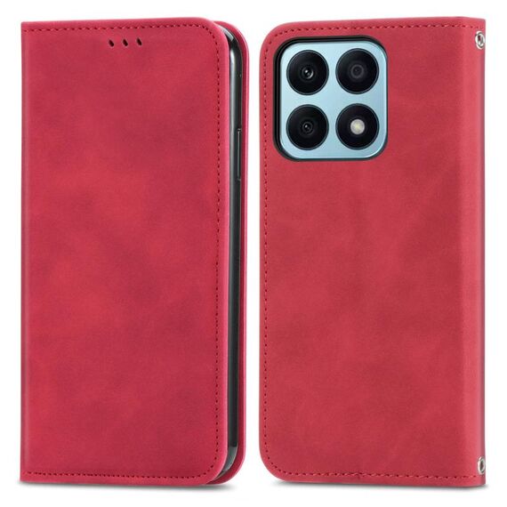 Custodia per telefono in pelle con vibrazione magnetica retrò Skin Feel per Honor X8b (rossa)