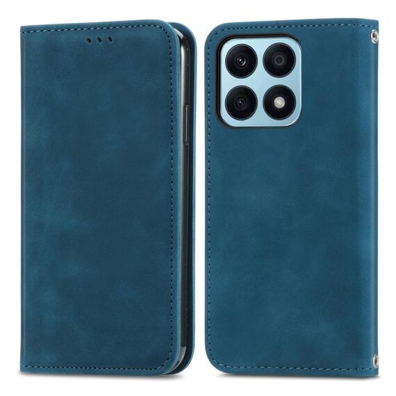 Per Honor X8b Custodia per telefono in pelle con vibrazione magnetica retrò Skin Feel (blu)