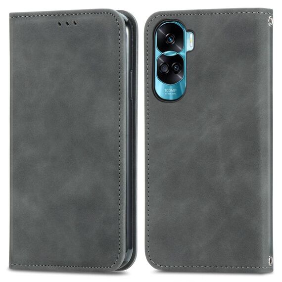 Per Honor X50i Custodia per telefono in pelle con vibrazione magnetica retrò Skin Feel (grigio)