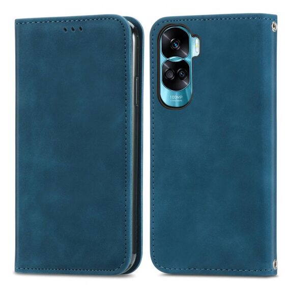 Per Honor X50i Custodia per telefono in pelle con vibrazione magnetica retrò Skin Feel (blu)
