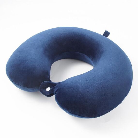 Cuscino memory portatile per pisolini Cuscino multifunzionale da viaggio per aereo a forma di U (blu navy)
