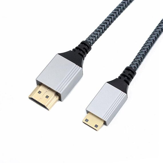 Cavo intrecciato per trasmissione video da HDTV a Mini HDTV 4K UHD, lunghezza: 3 m (grigio)