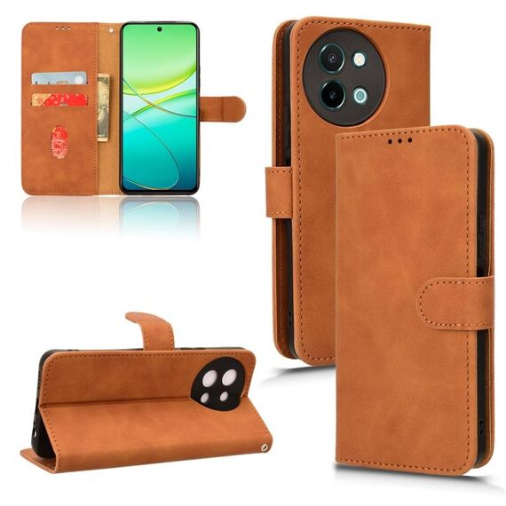Per vivo Y38 5G Skin Feel custodia magnetica in pelle con vibrazione (marrone)