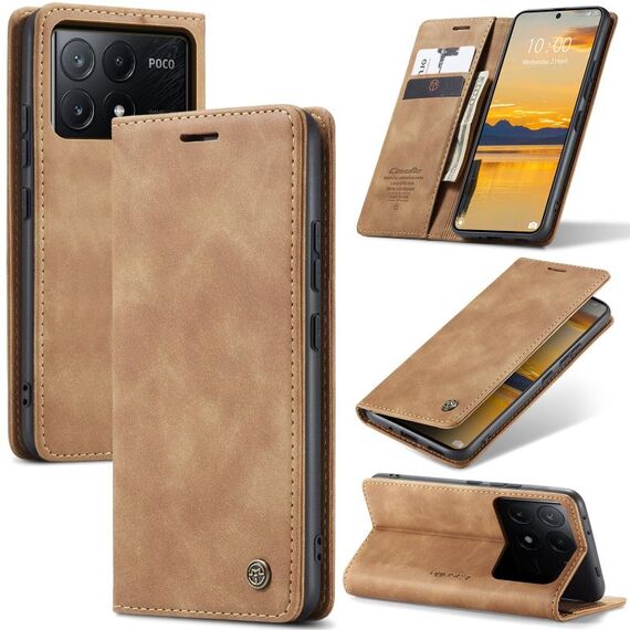 Per Xiaomi Redmi K70E 5G CaseMe 013 Custodia per telefono in pelle con vibrazione orizzontale multifunzionale (marrone)