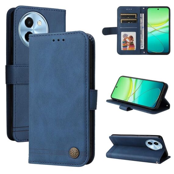 Per vivo Y38 5G / T3x 5G Global Skin Feel Life Tree Custodia in pelle con bottoni in metallo (blu)