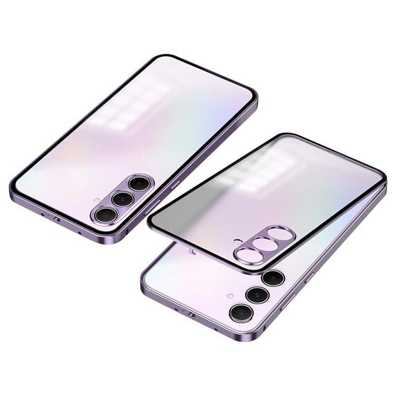 Custodia per telefono smerigliata con cornice in metallo e fibbia a scatto per Samsung Galaxy S23 FE 5G (viola)