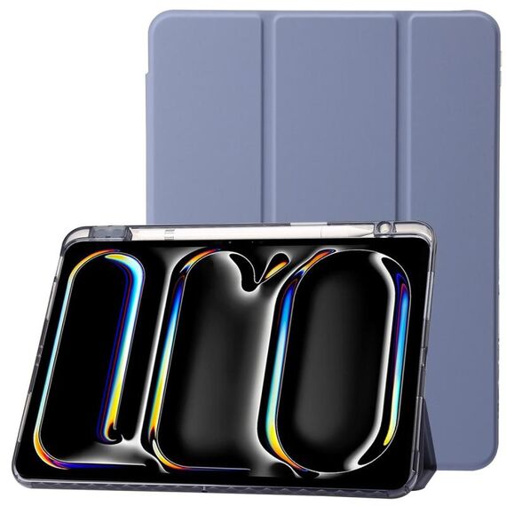 Custodia per tablet in pelle tripla in acrilico trasparente per iPad Pro 13 2024 (viola lavanda)