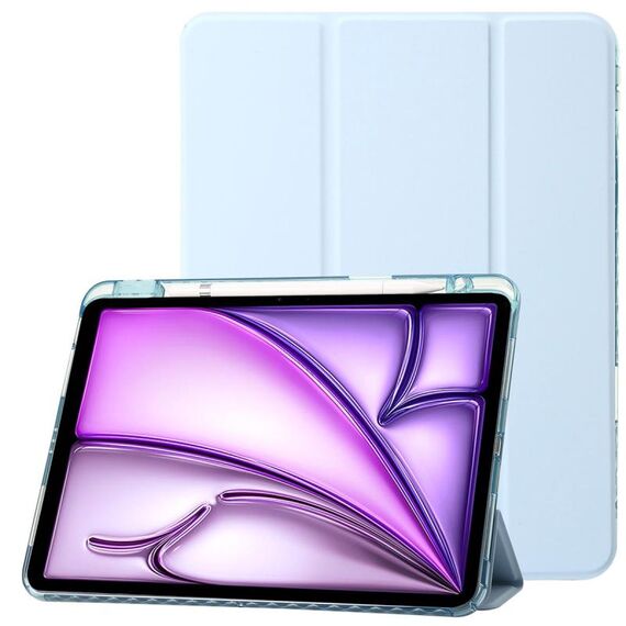 Per iPad Air 13 2024 Custodia tablet in pelle tripla acrilica trasparente (blu ghiaccio)