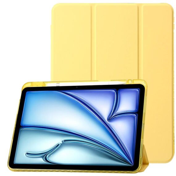 Per iPad Pro 11 2024 Custodia tablet in pelle tripla acrilica trasparente (gialla)