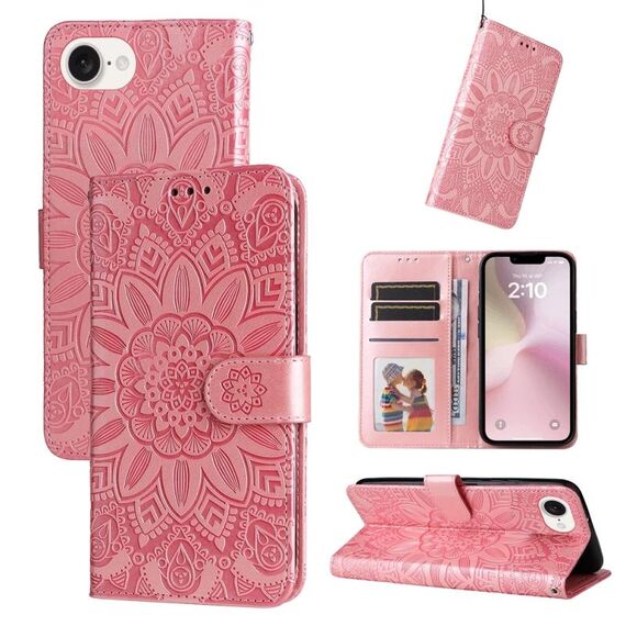 Custodia per telefono in pelle girasole goffrata per iPhone SE 20224 (rosa)