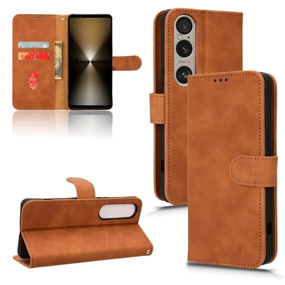 Custodia magnetica in pelle per Sony Xperia 1 VI 2024 Skin Feel (marrone)