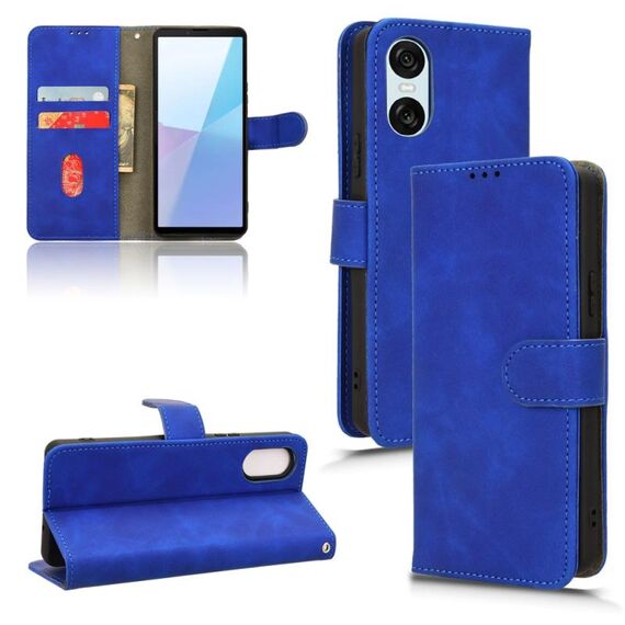 Per Sony Xperia 10 VI 2024 Custodia magnetica in pelle con vibrazione Skin Feel (blu)