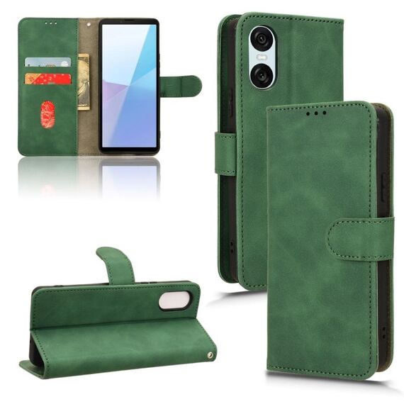 Per Sony Xperia 10 VI 2024 Custodia per cellulare in pelle magnetica Skin Feel (verde)