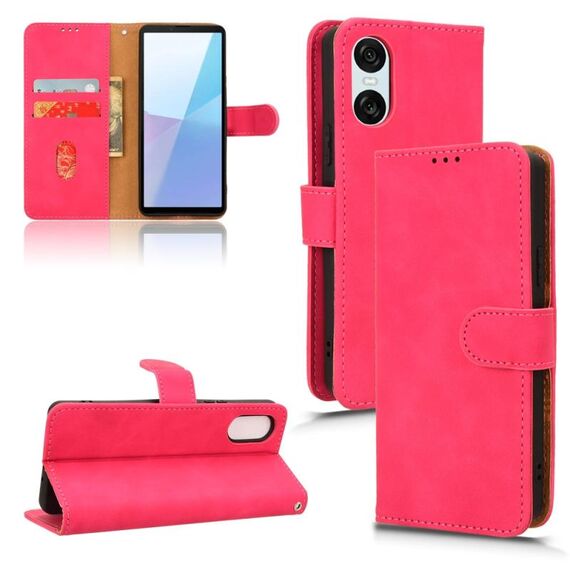 Per Sony Xperia 10 VI 2024 Custodia per telefono in pelle magnetica Skin Feel (Rosa rossa)