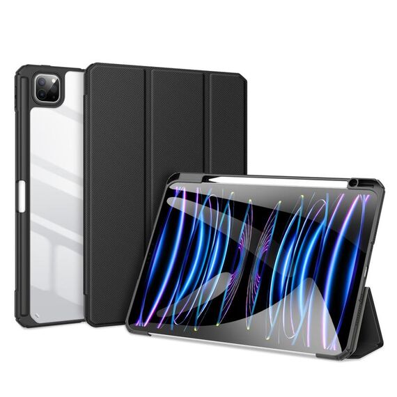 Custodia per tablet in pelle antiscivolo per iPad Pro 11 2024 DUX DUCIS TOBY con funzione di sospensione/sveglia (nero)