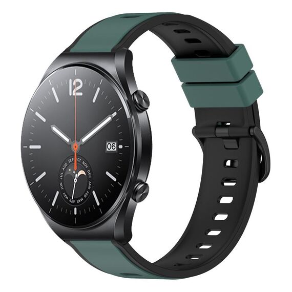 Per Xiaomi MI Watch S1 22mm Cinturino in silicone bicolore (verde oliva + nero)
