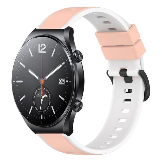 Per Xiaomi MI Watch S1 22mm Cinturino in silicone bicolore (rosa + bianco)