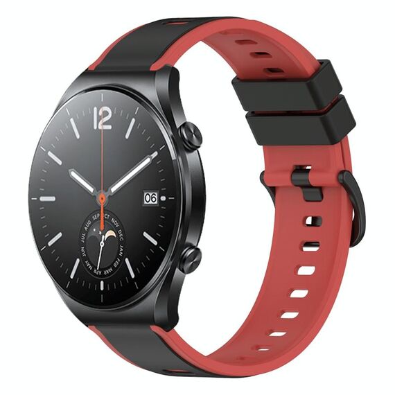 Per Xiaomi MI Watch S1 22mm Cinturino in silicone bicolore (nero + rosso)