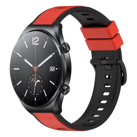 Per Xiaomi MI Watch S1 22mm Cinturino in silicone bicolore (rosso + nero)