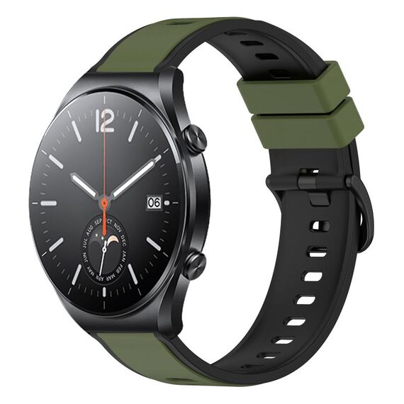 Per Xiaomi MI Watch S1 Cinturino in silicone bicolore da 22 mm (verde militare + nero)