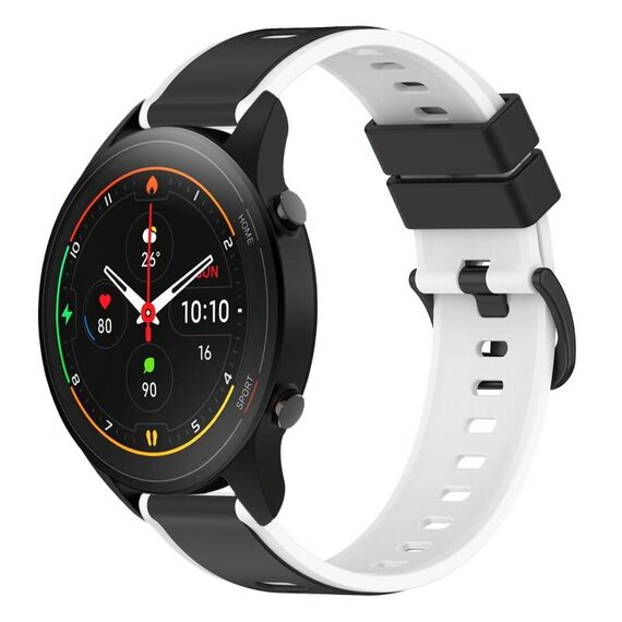 Per Xiaomi MI Watch S1 Pro 22mm Cinturino in silicone bicolore (nero + bianco)