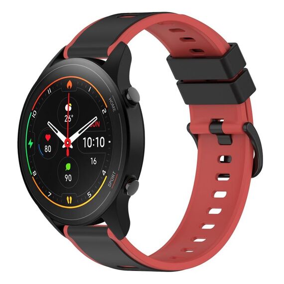 Per Xiaomi MI Watch S1 Pro 22mm Cinturino in silicone bicolore (nero + rosso)