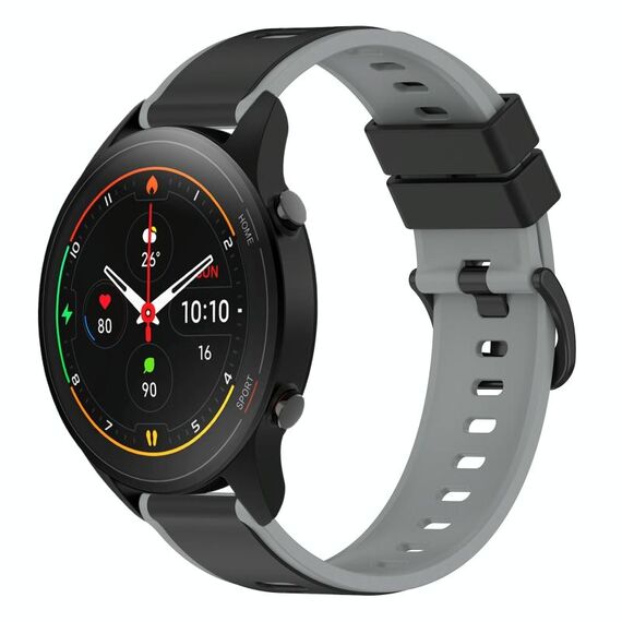 Per Xiaomi MI Watch S1 Pro 22mm Cinturino in silicone bicolore (nero + grigio)