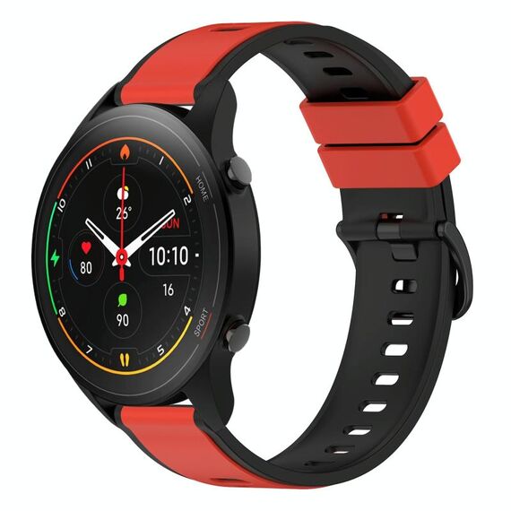 Per Xiaomi MI Watch S1 Pro 22mm Cinturino in silicone bicolore (rosso + nero)